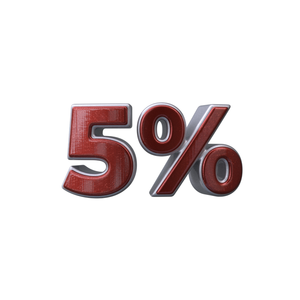 5 percent 3D number transparent background png