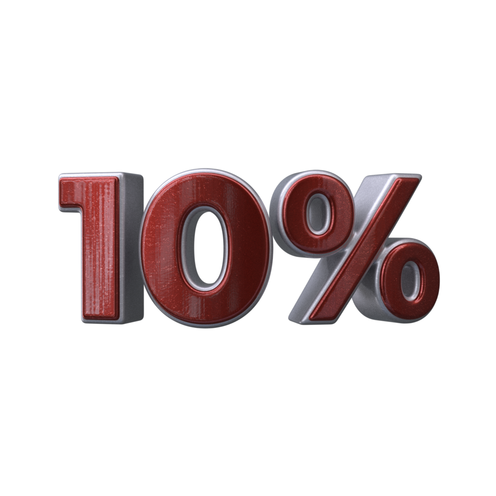 10 percent 3D number transparent background png