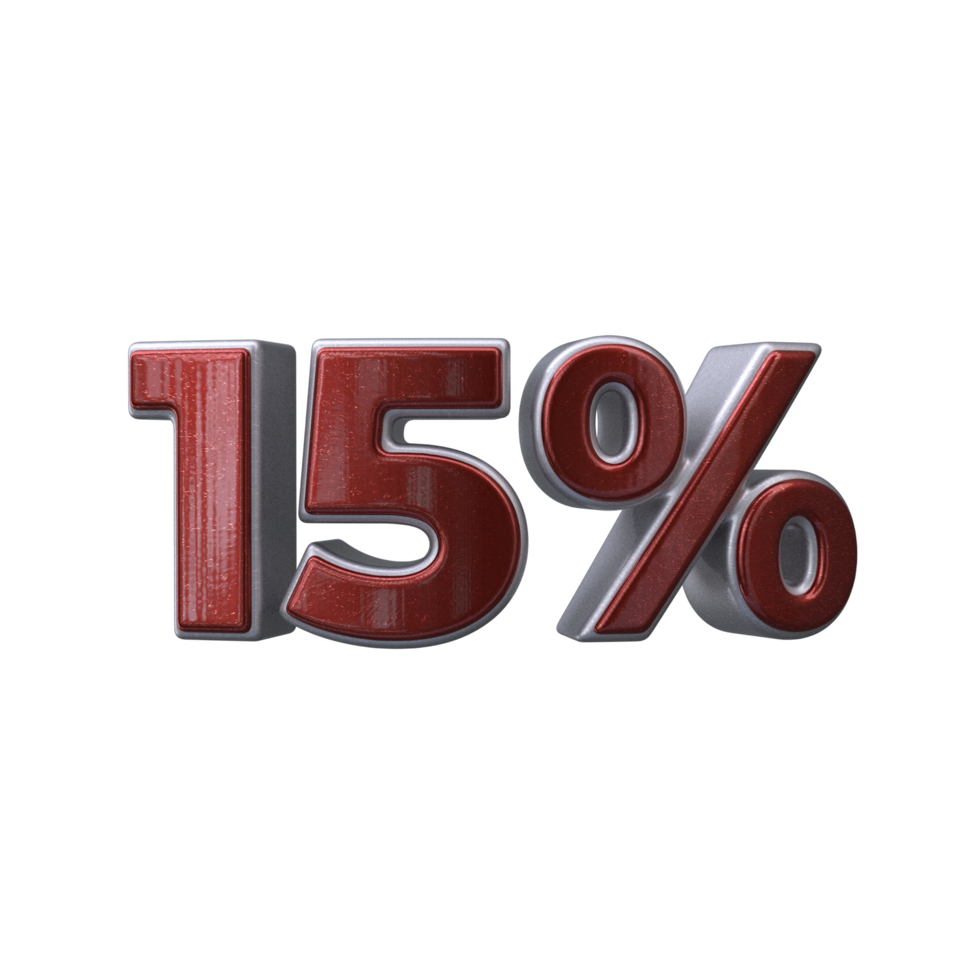 15 percent 3D number transparent background png