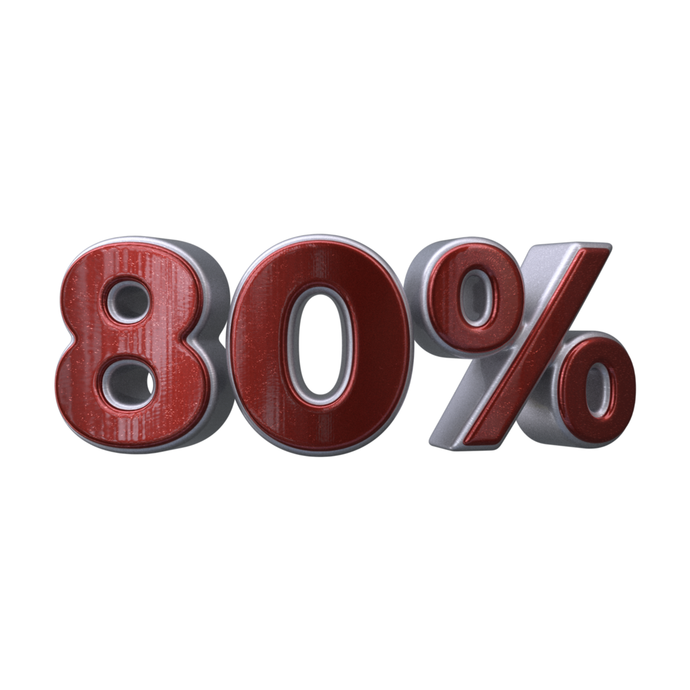 80 percent 3D number transparent background png