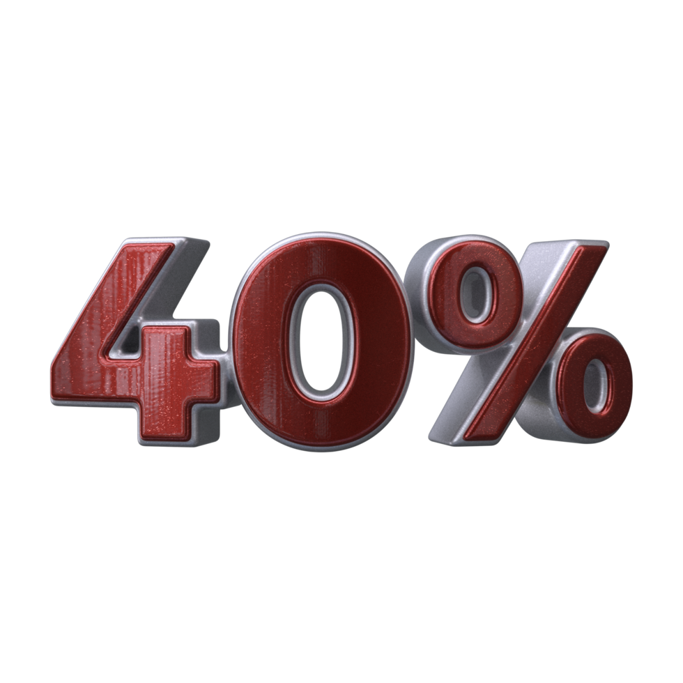 40 percent 3D number transparent background png