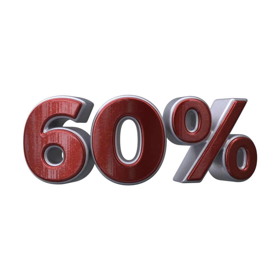 60 percent 3D number transparent background png