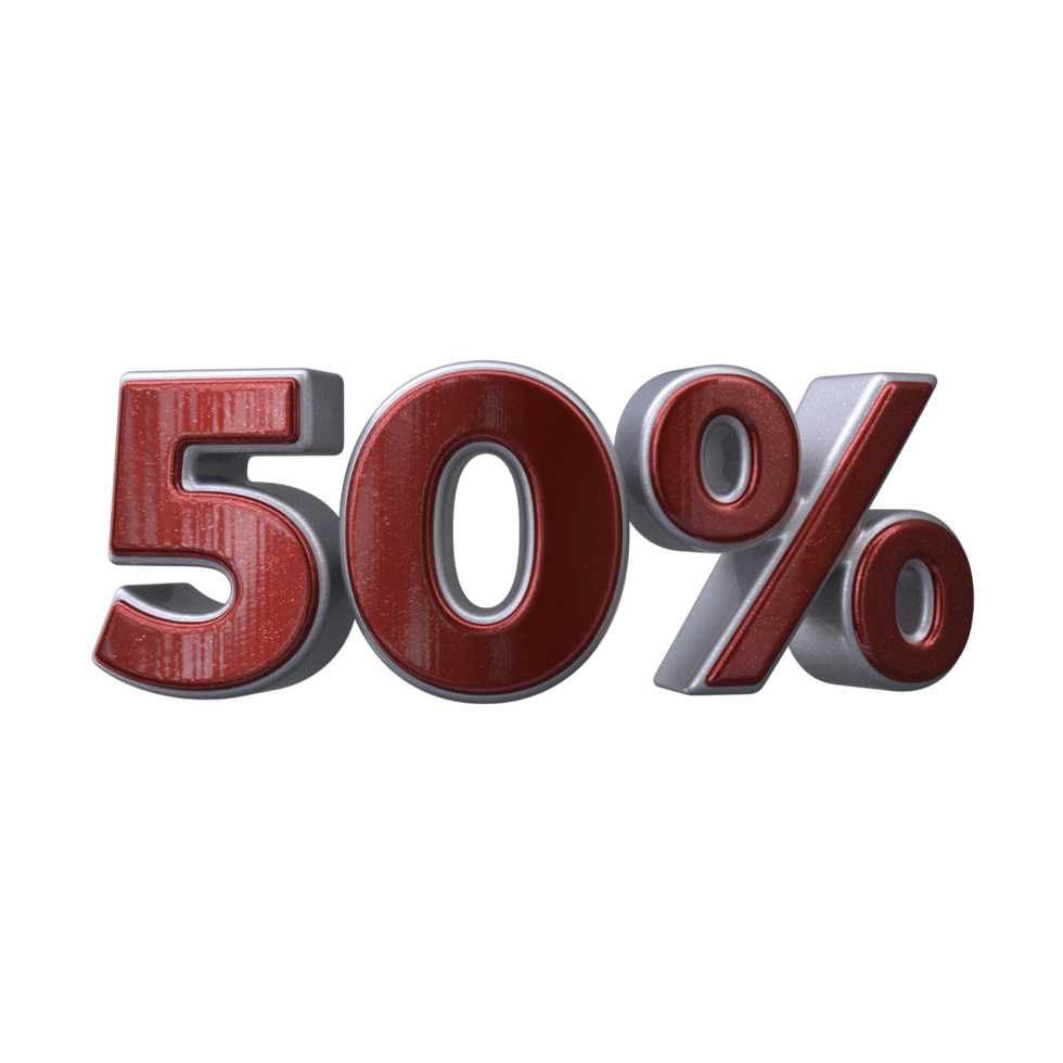 50 percent 3D number transparent background png