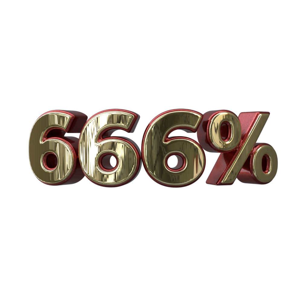 666 por ciento 3d número transparente antecedentes png
