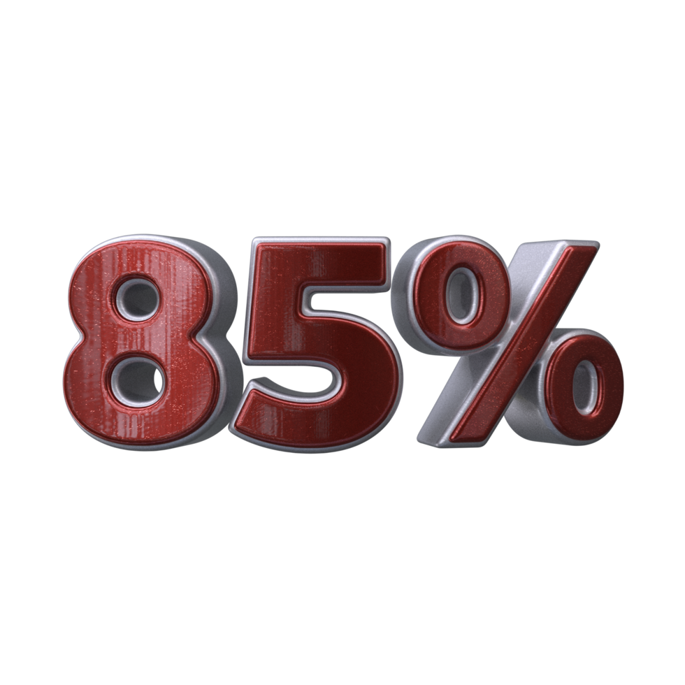 85 percent 3D number transparent background png