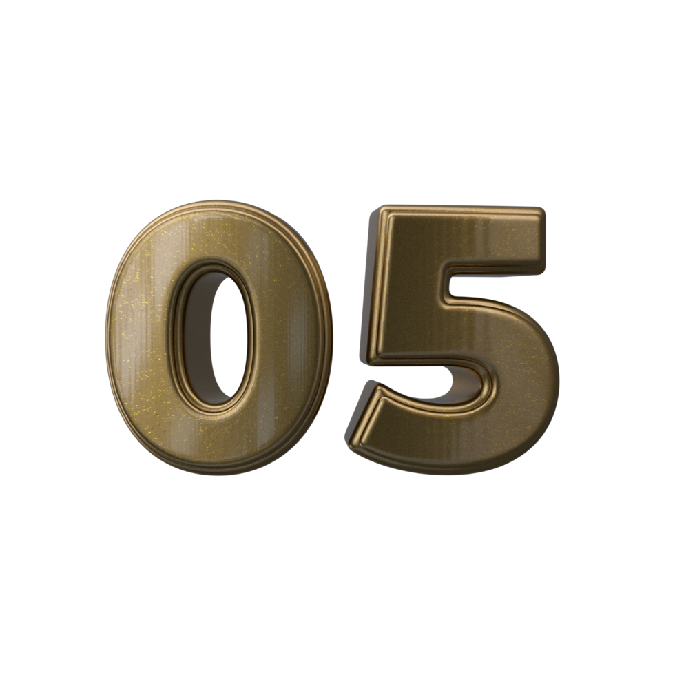 Number 05 3D render transparent background png