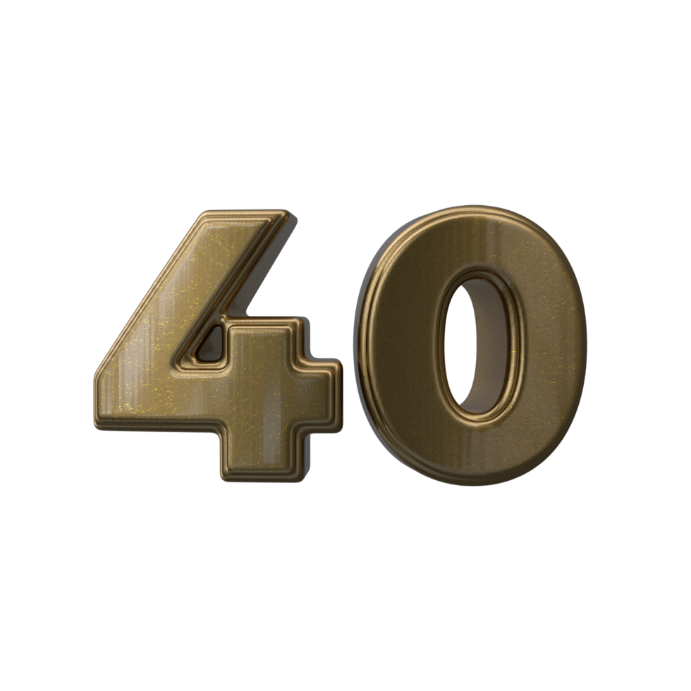 número 40. 3d render transparente fundo png