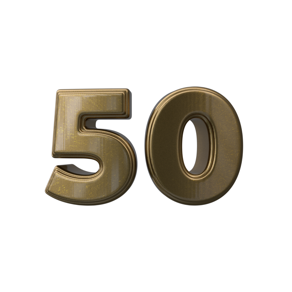 Number 50 3D render transparent background png