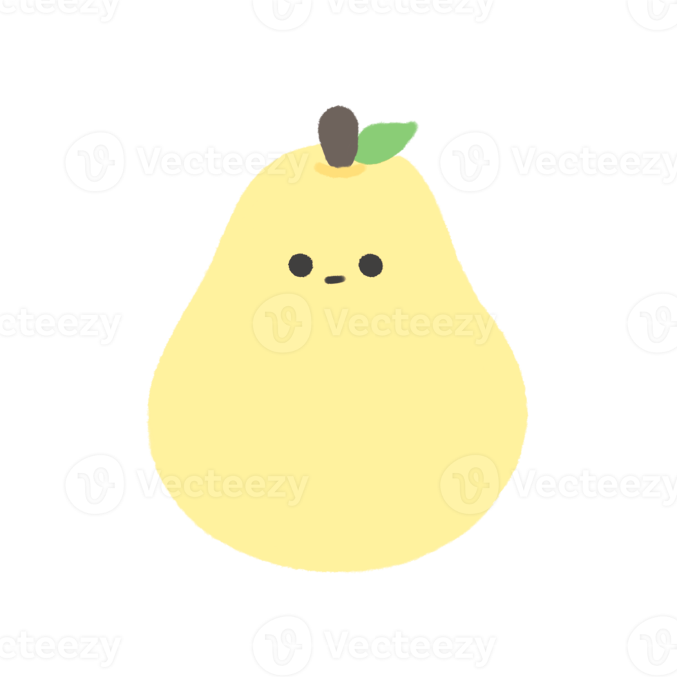 Hand-drawn Cute yellow pear, Cute fruit character design in doodle style png