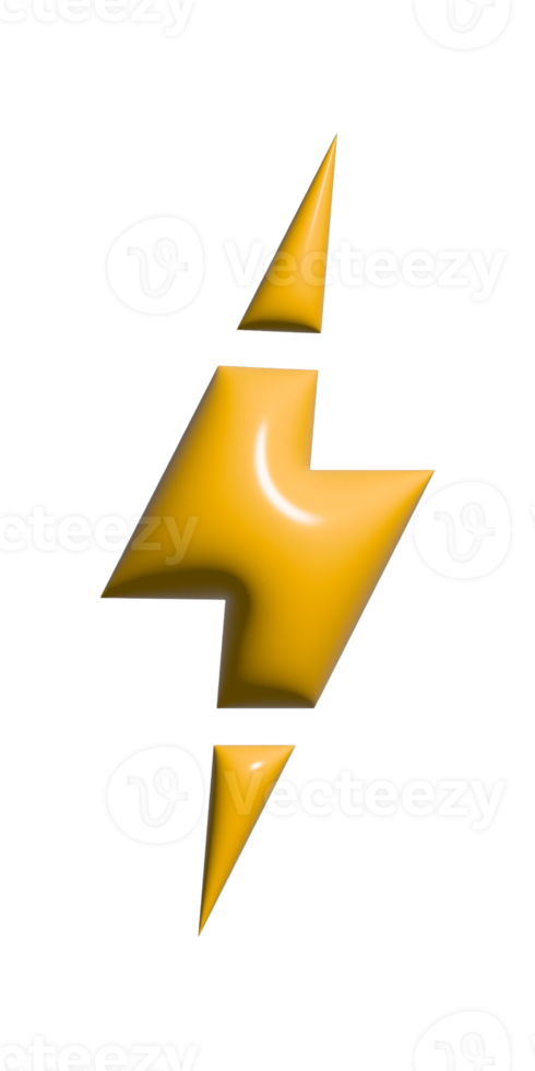 Bolt lighting 3d icon on transparent background. png