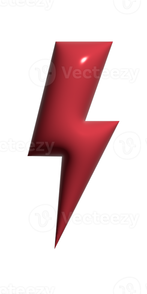 Bolt lighting 3d icon on transparent background. png