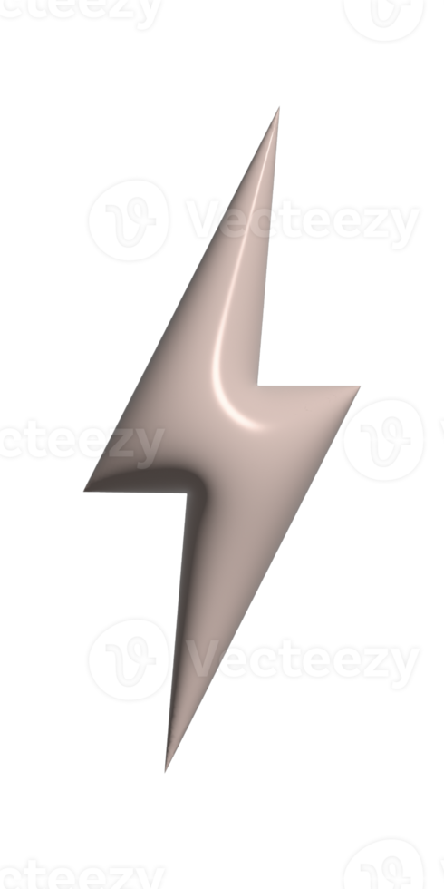 Bolt lighting 3d icon on transparent background. png