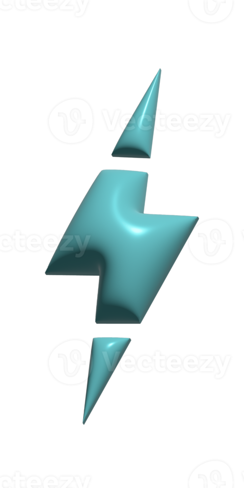 Bolt lighting 3d icon on transparent background. png