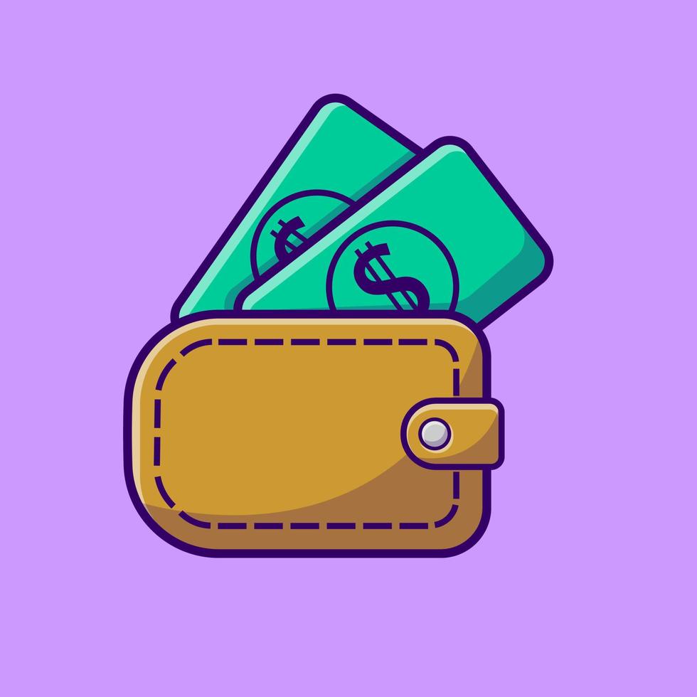 Wallet And Money Cartoon Vector Icons Illustration. Flat Cartoon Concept. Suitable for any creative project.