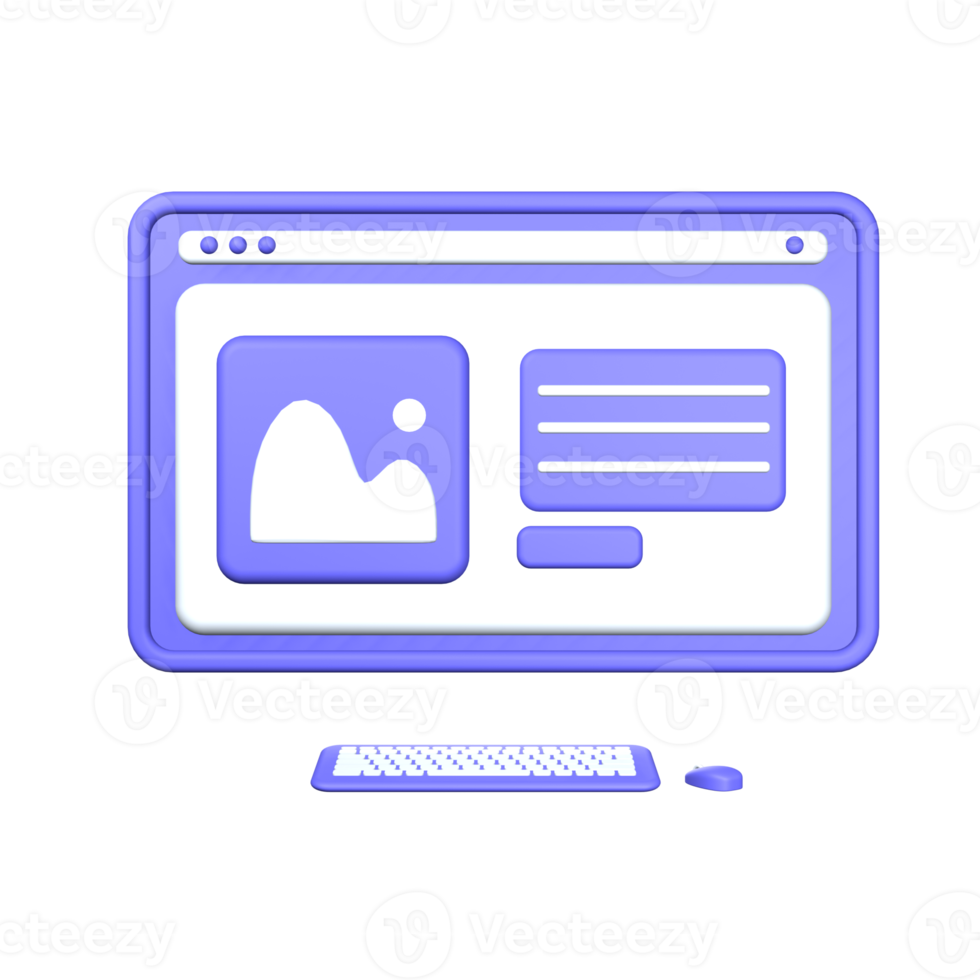 3d illustrazione Schermo sito web su il computer oggetto png