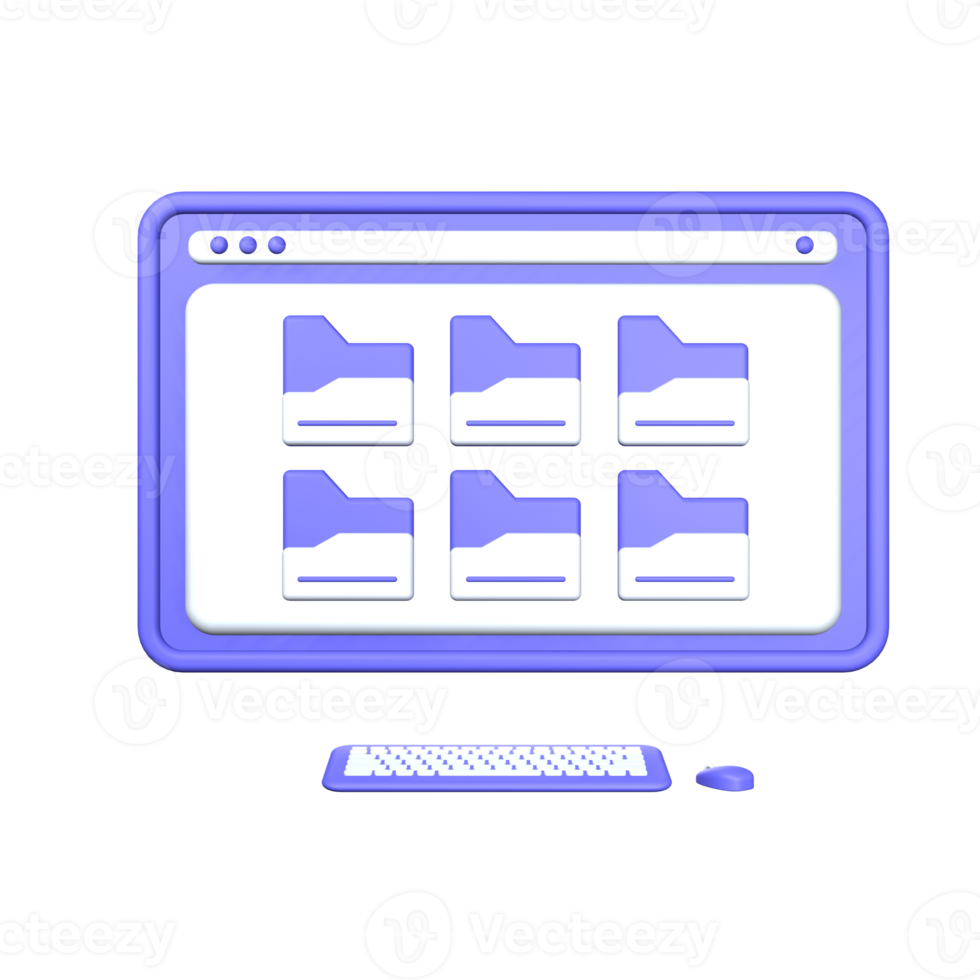 3d illustration folder on computer object png