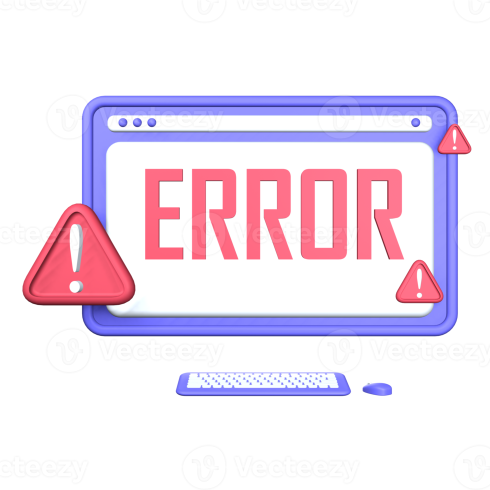 3d illustration computer error object png