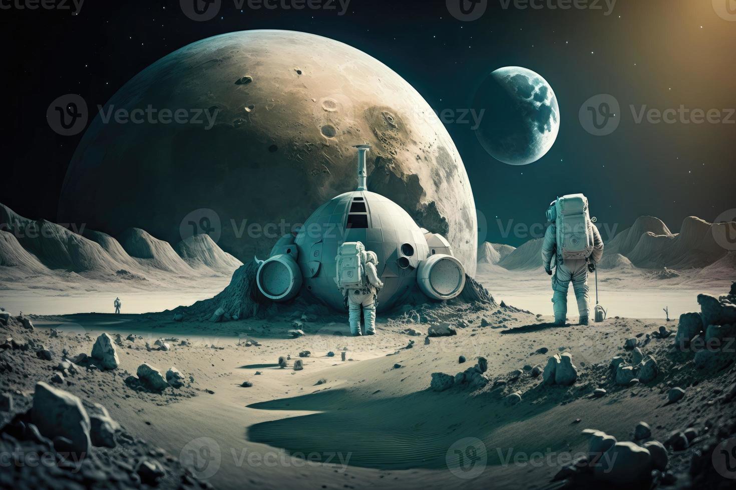 Lunar Colonization. AI Generated photo