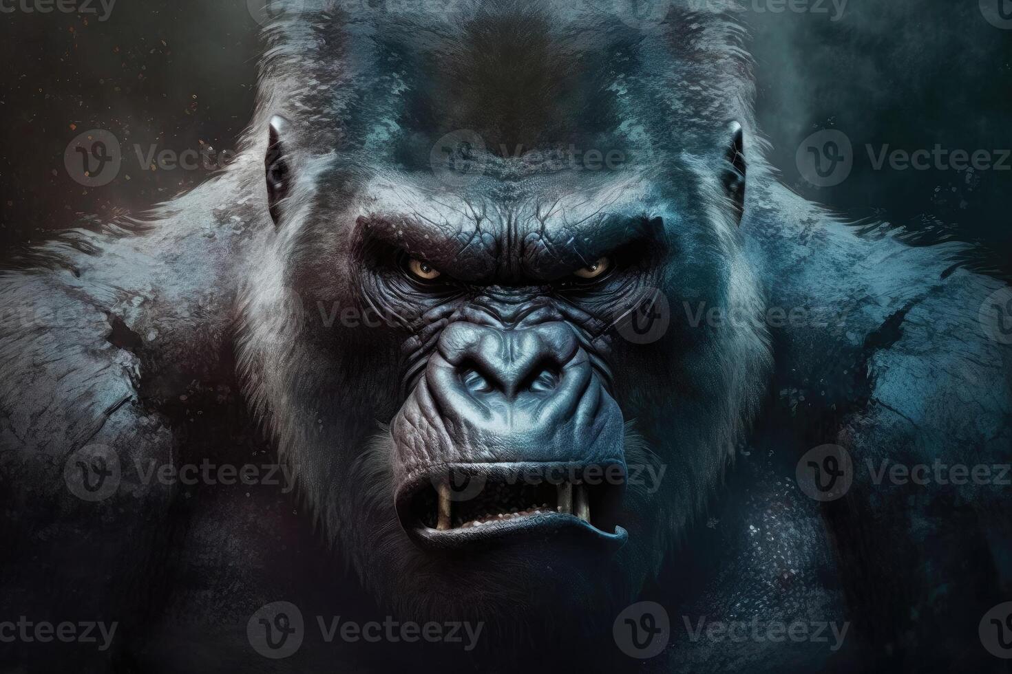 Angry Gorilla. AI Generated photo