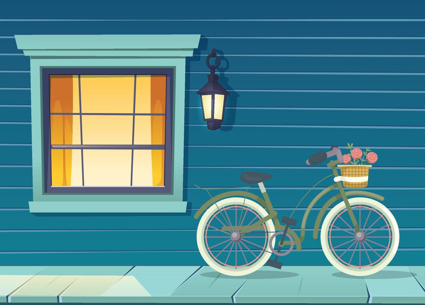 estético ilustración de bicicleta en contra ventana vector Arte diseño