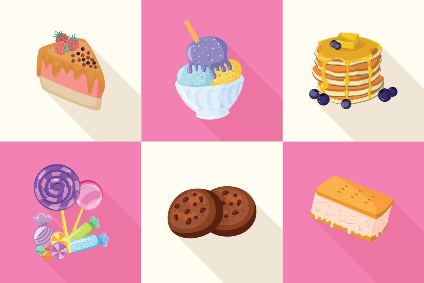 Sweet food collection different sweet food icons vector design