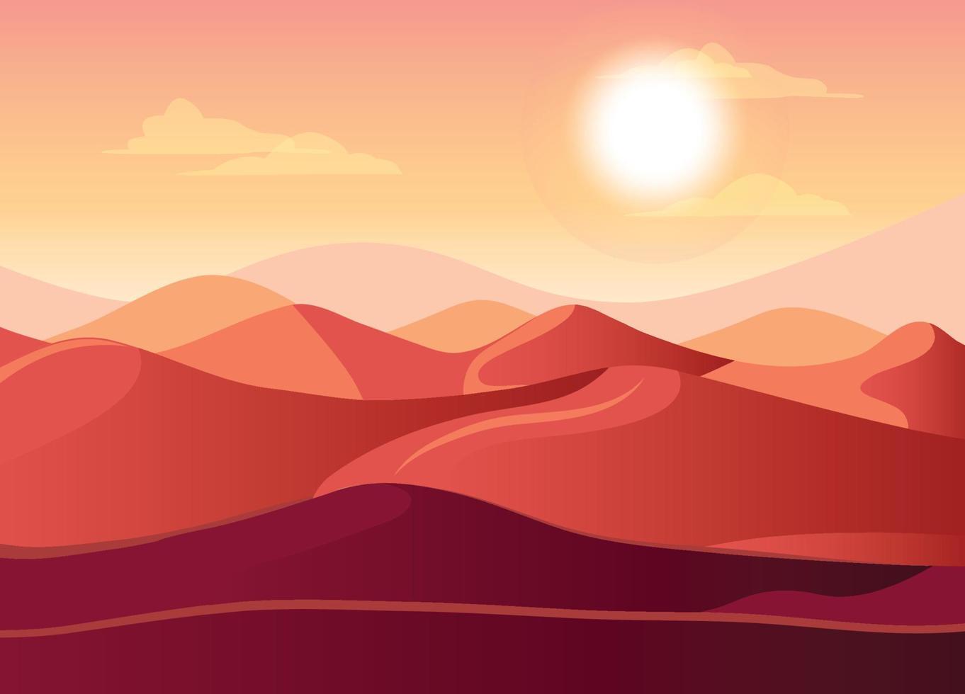 Red sand dunes landscape illustration scenery art wallpaper vector