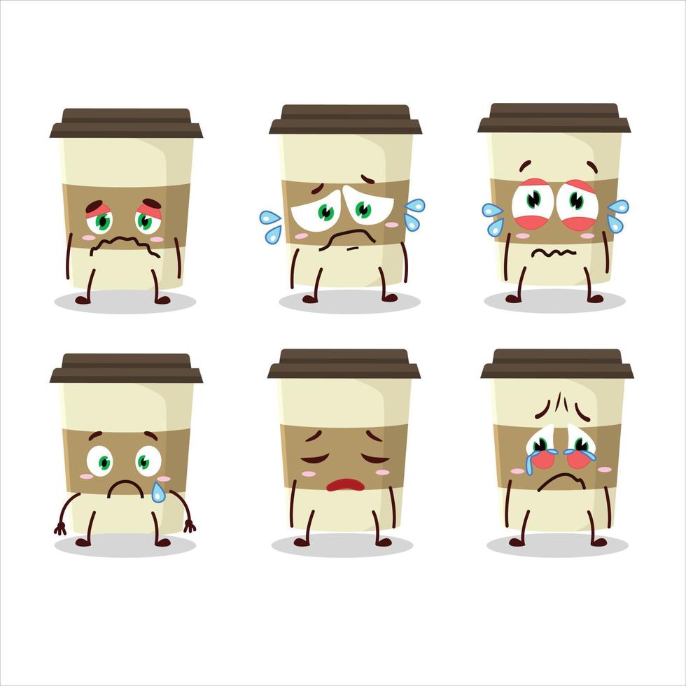 café taza dibujos animados personaje con triste expresión vector