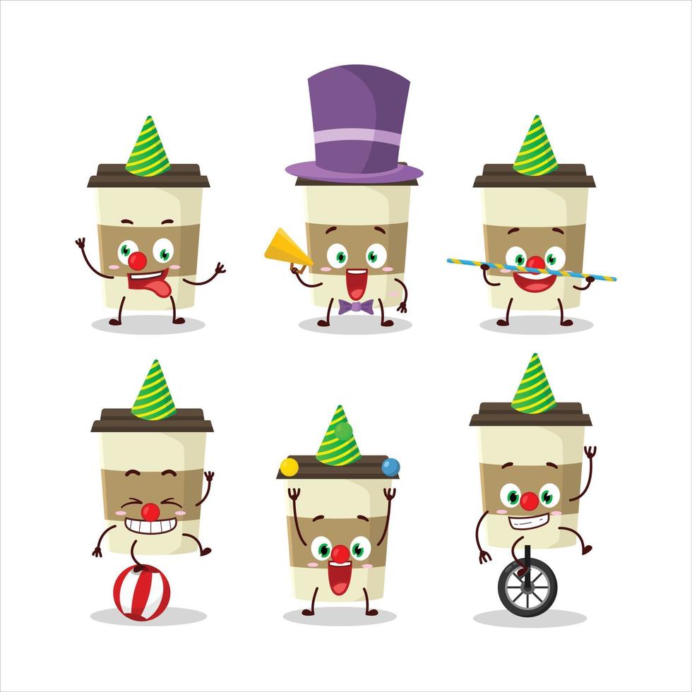 Cartoon character of coffee cup with various circus shows vector