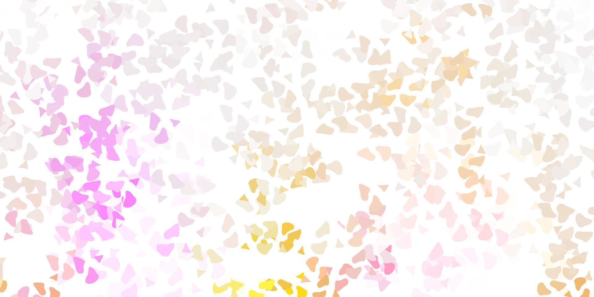 Light pink, yellow vector texture with memphis shapes.