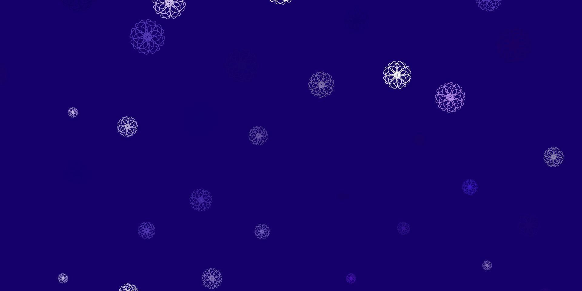 patrón de doodle de vector púrpura claro con flores.