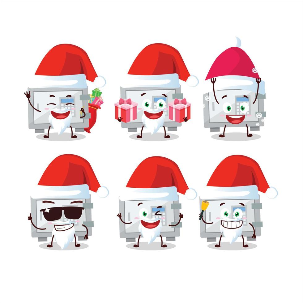 Santa Claus emoticons with digital safe box cartoon character vector