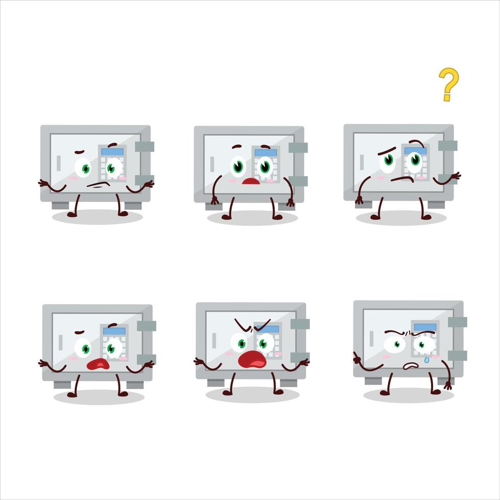 Cartoon character of digital safe box with what expression vector
