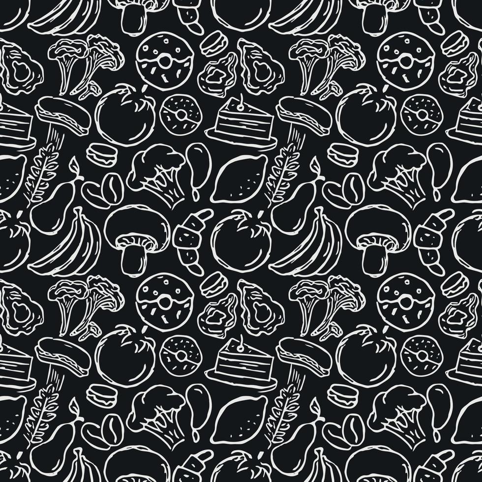 Seamless pattern with food icons. doodle food pattern vector