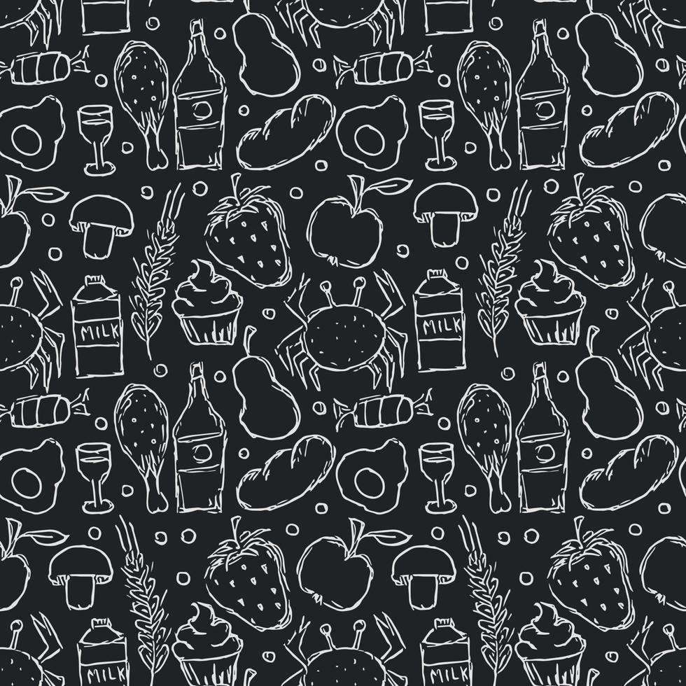 Seamless food pattern.Doodle food background vector