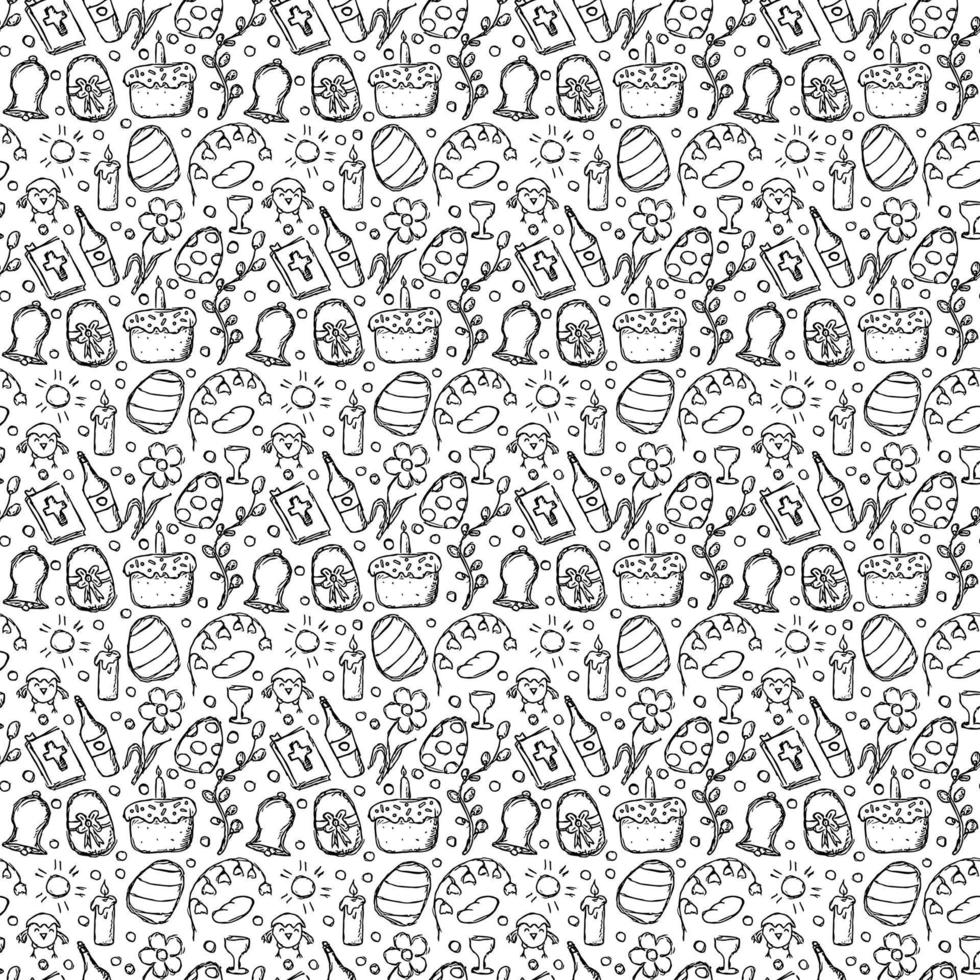 Easter pattern. Seamless pattern with easter icons. Easter background vector
