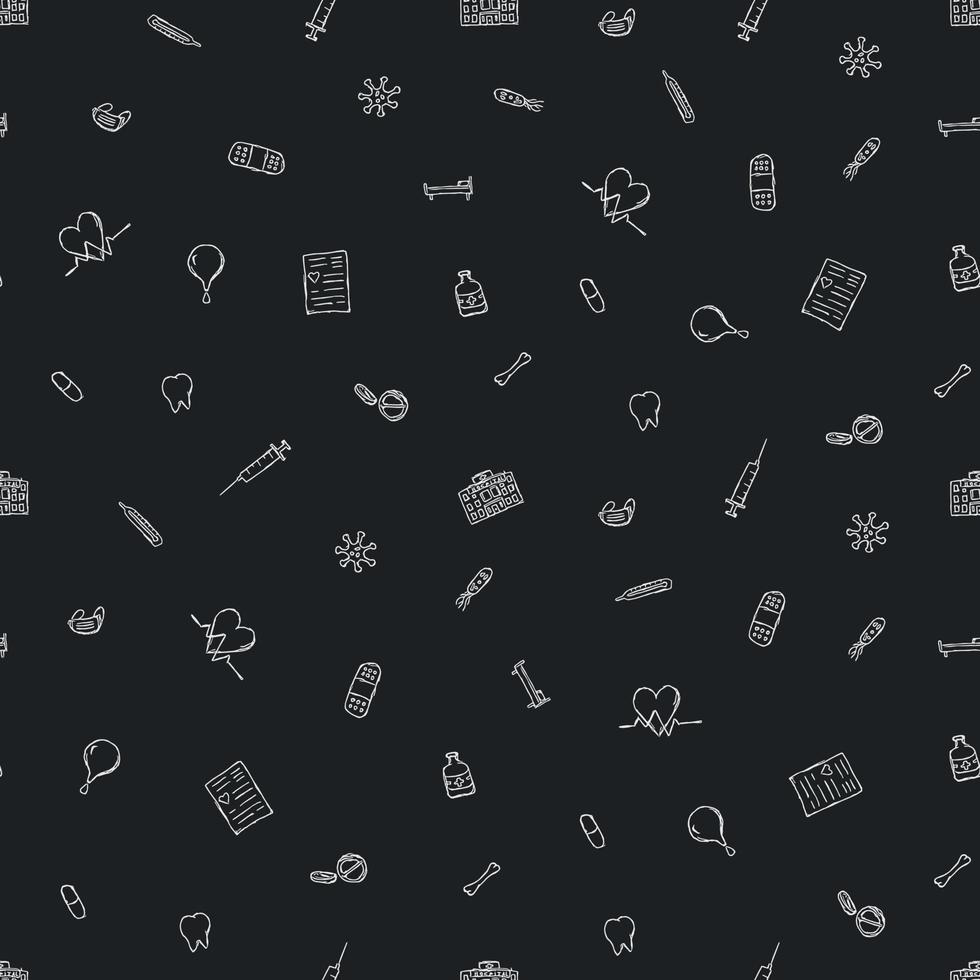 seamless medicine pattern. Doodle vector background with medicine icons