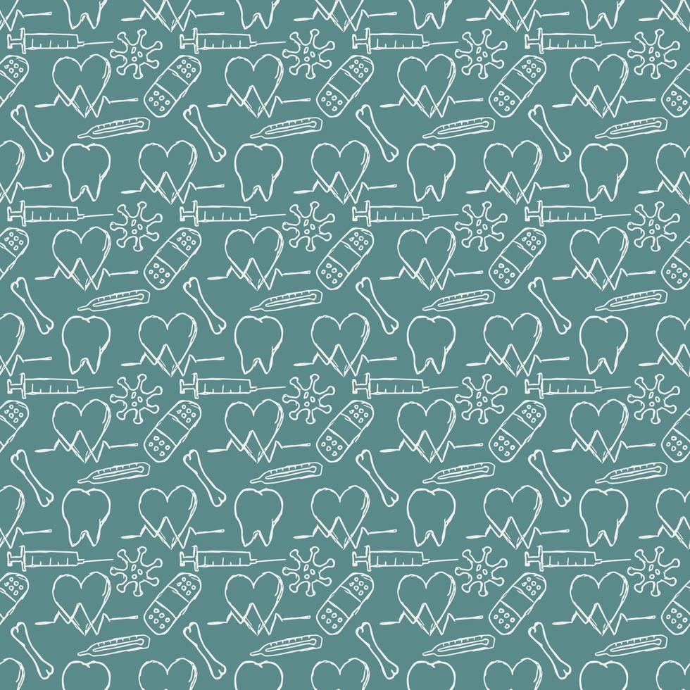seamless medicine pattern. Doodle vector background with medicine icons