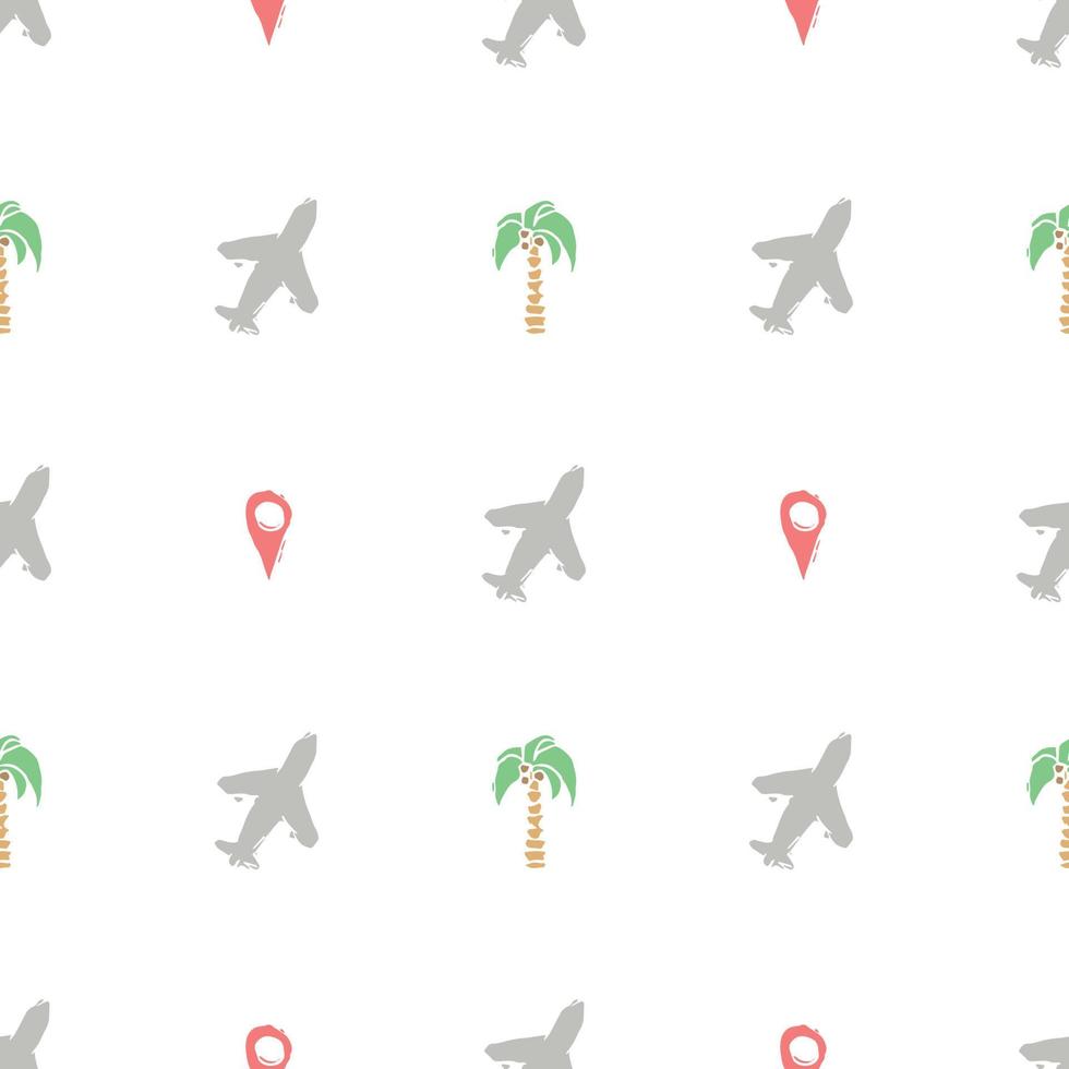 Summer seamless pattern. travel background. Travel vacation set of icons, journey and trip background. Doodle summer icons vector