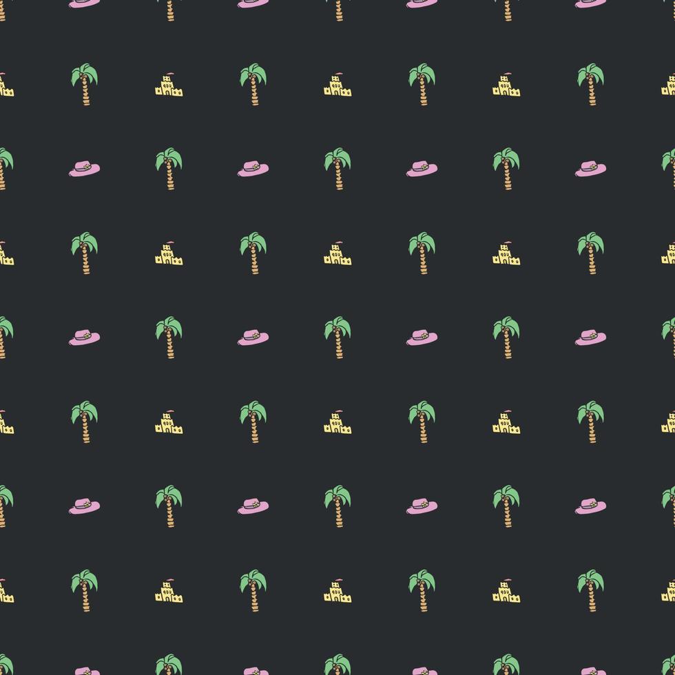 Summer seamless pattern. travel background. Travel vacation set of icons, journey and trip background. Doodle summer icons vector