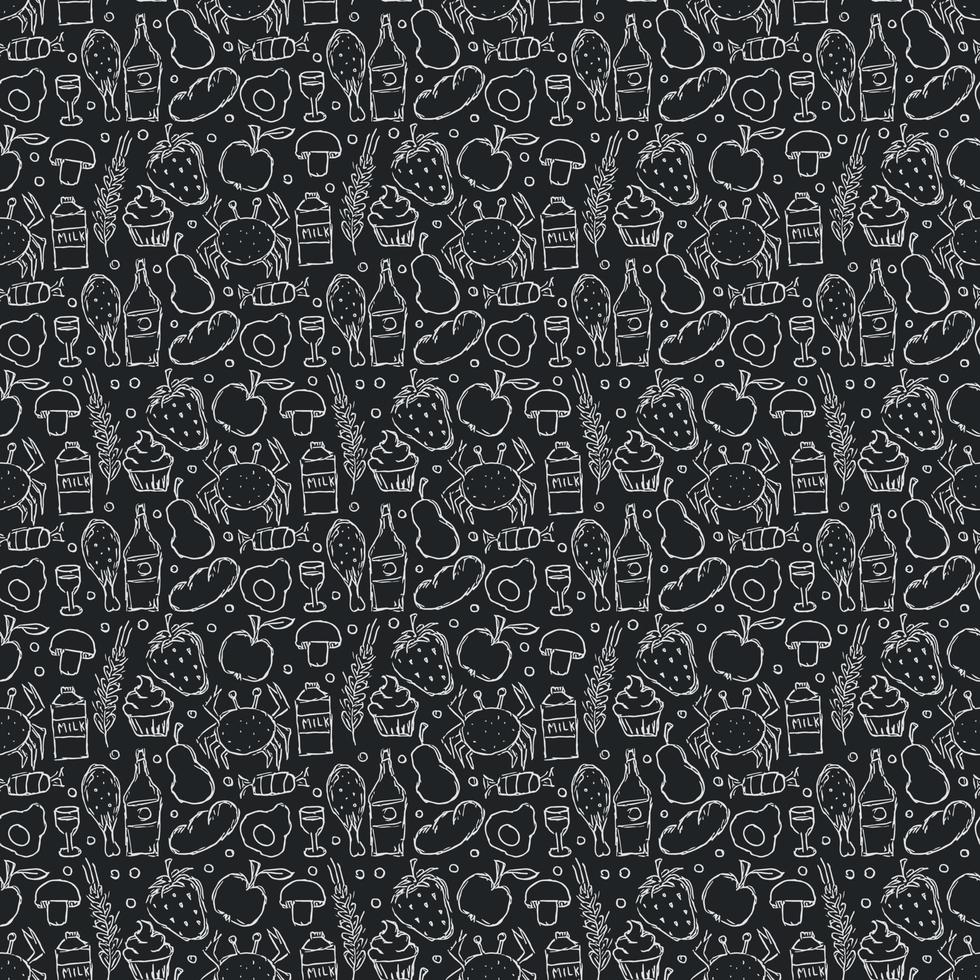 Seamless food pattern.Doodle food background vector