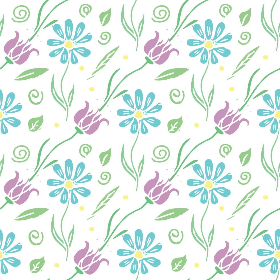 Seamless floral pattern. Doodle floral background. Spring pattern vector