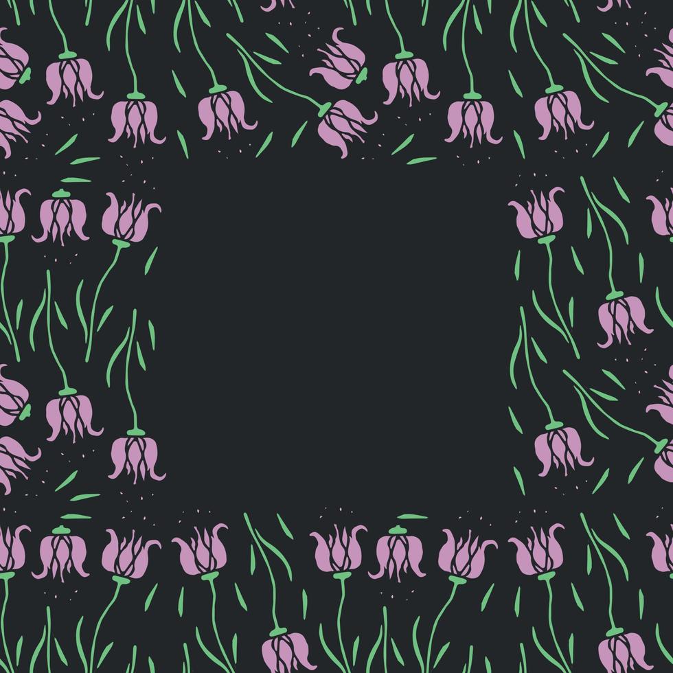 Seamless floral frame. Doodle floral background. Spring pattern vector