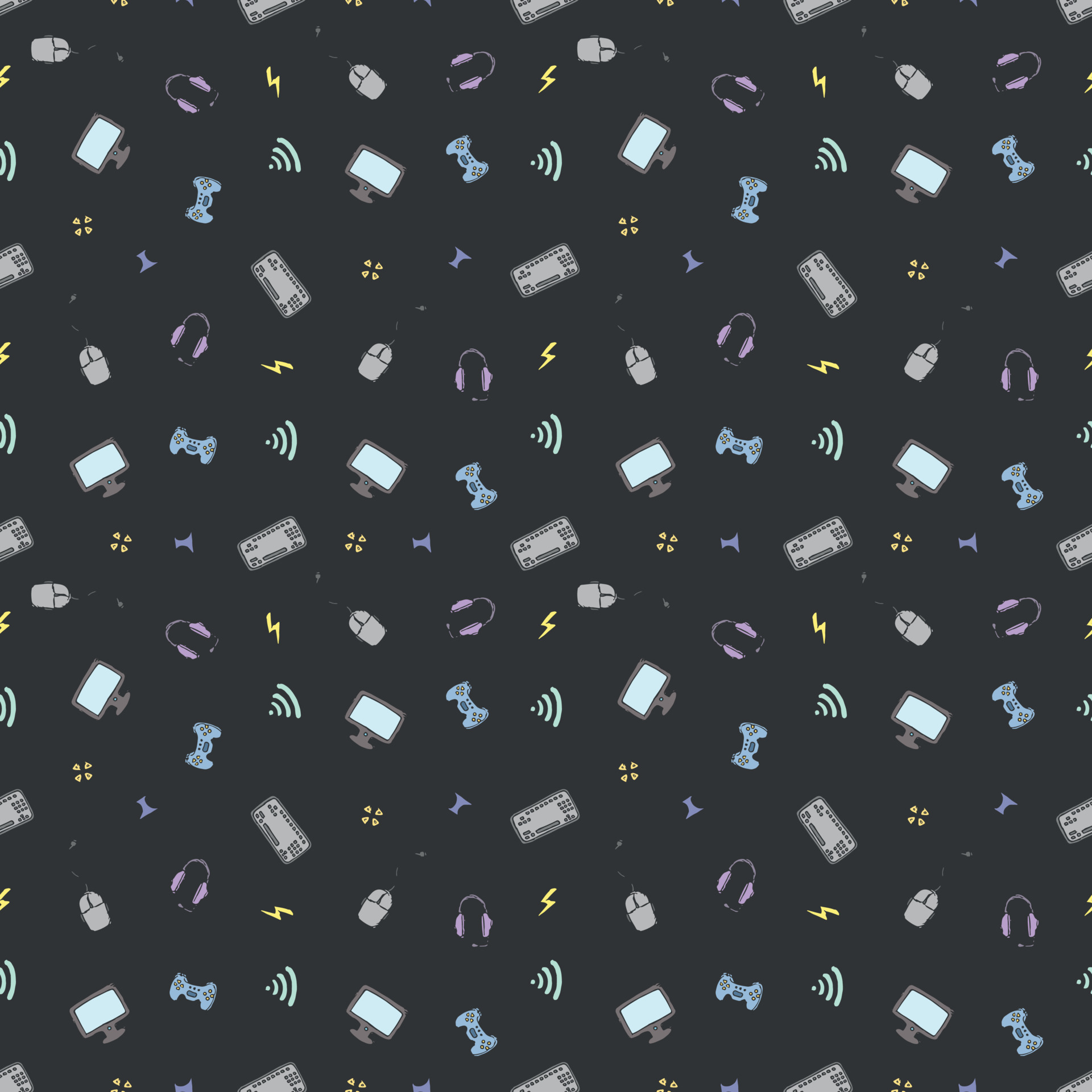 Seamless gaming pattern. Doodle background with gaming icons 22879034 ...