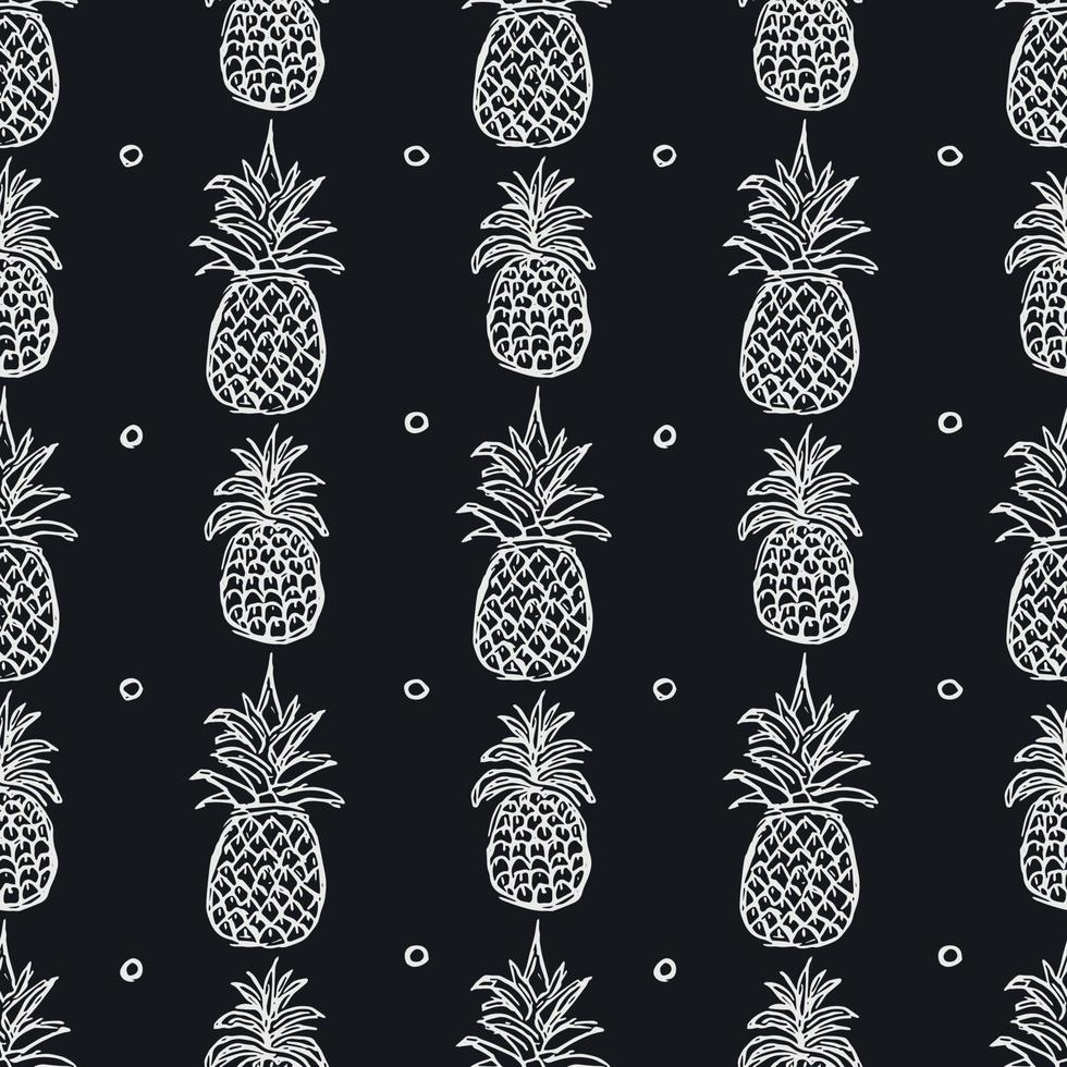 Seamless pineapple pattern. Doodle vector with ananas. Vintage pineapple pattern