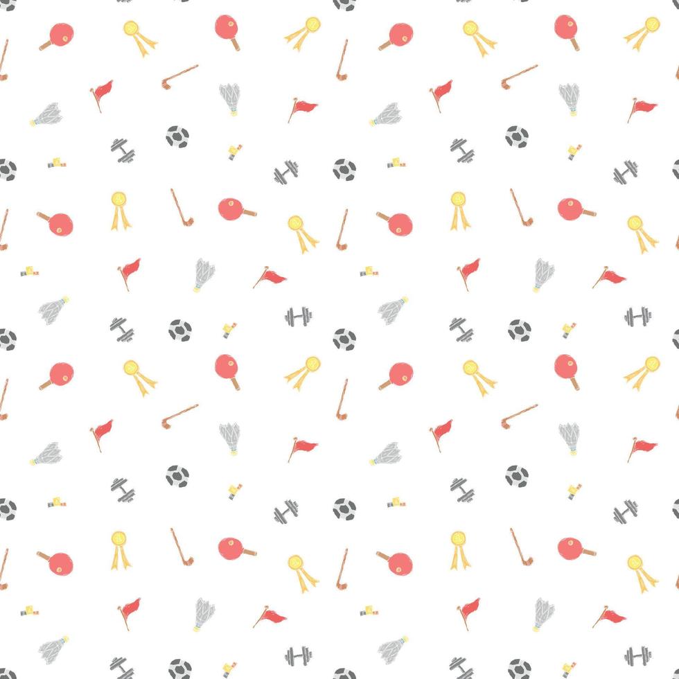 Seamless vector pattern with sports icons. Doodle sport illustration