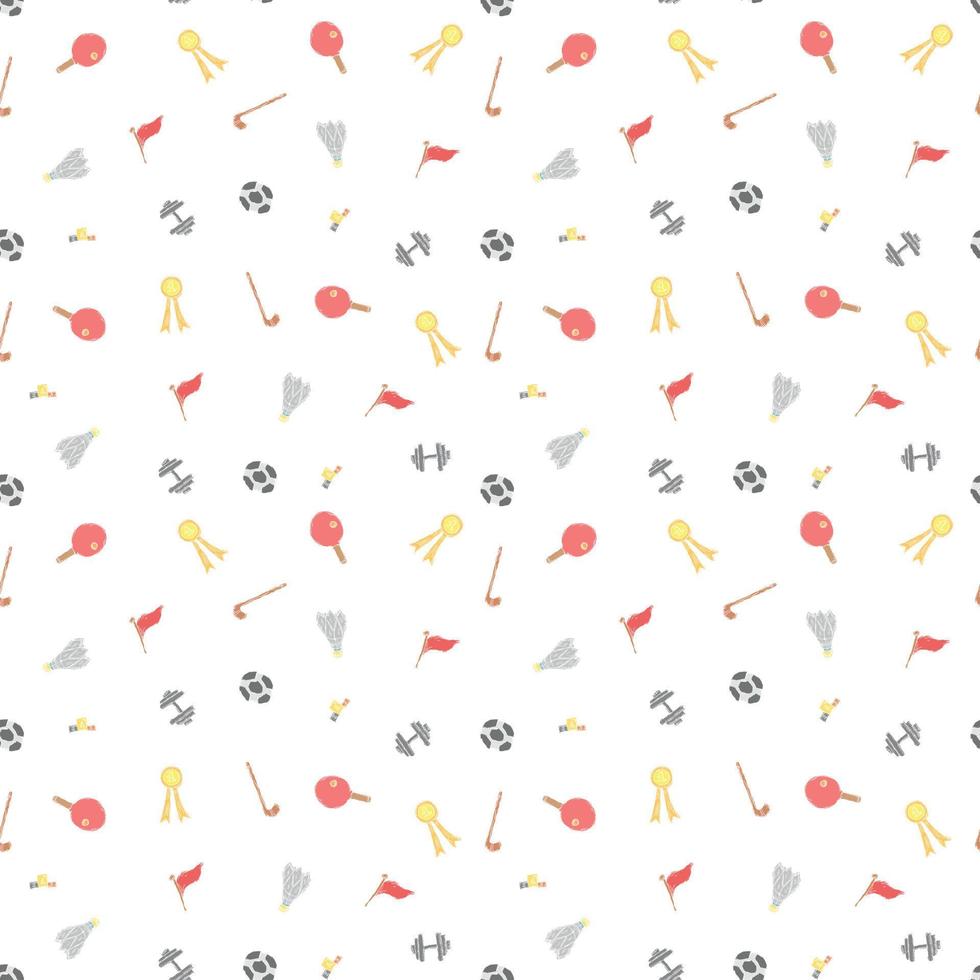 Seamless vector pattern with sports icons. Doodle sport illustration