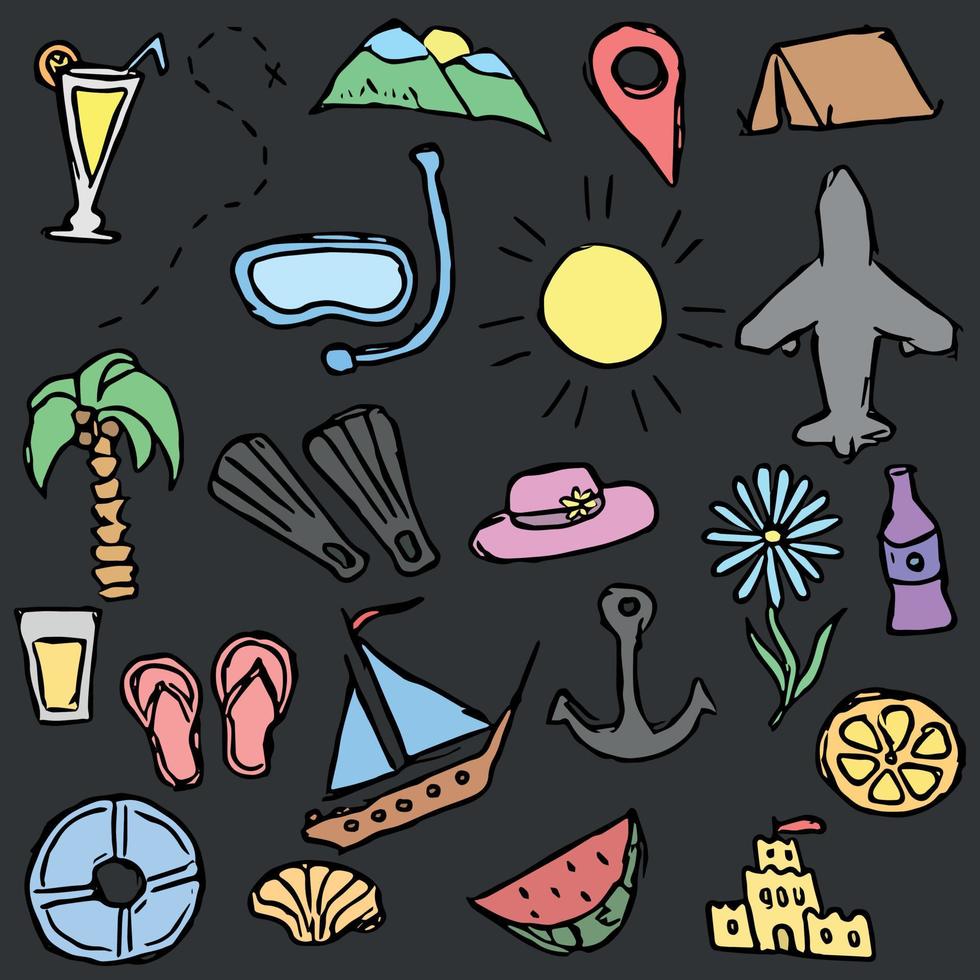 travel background. Travel vacation set of icons, journey and trip background vector