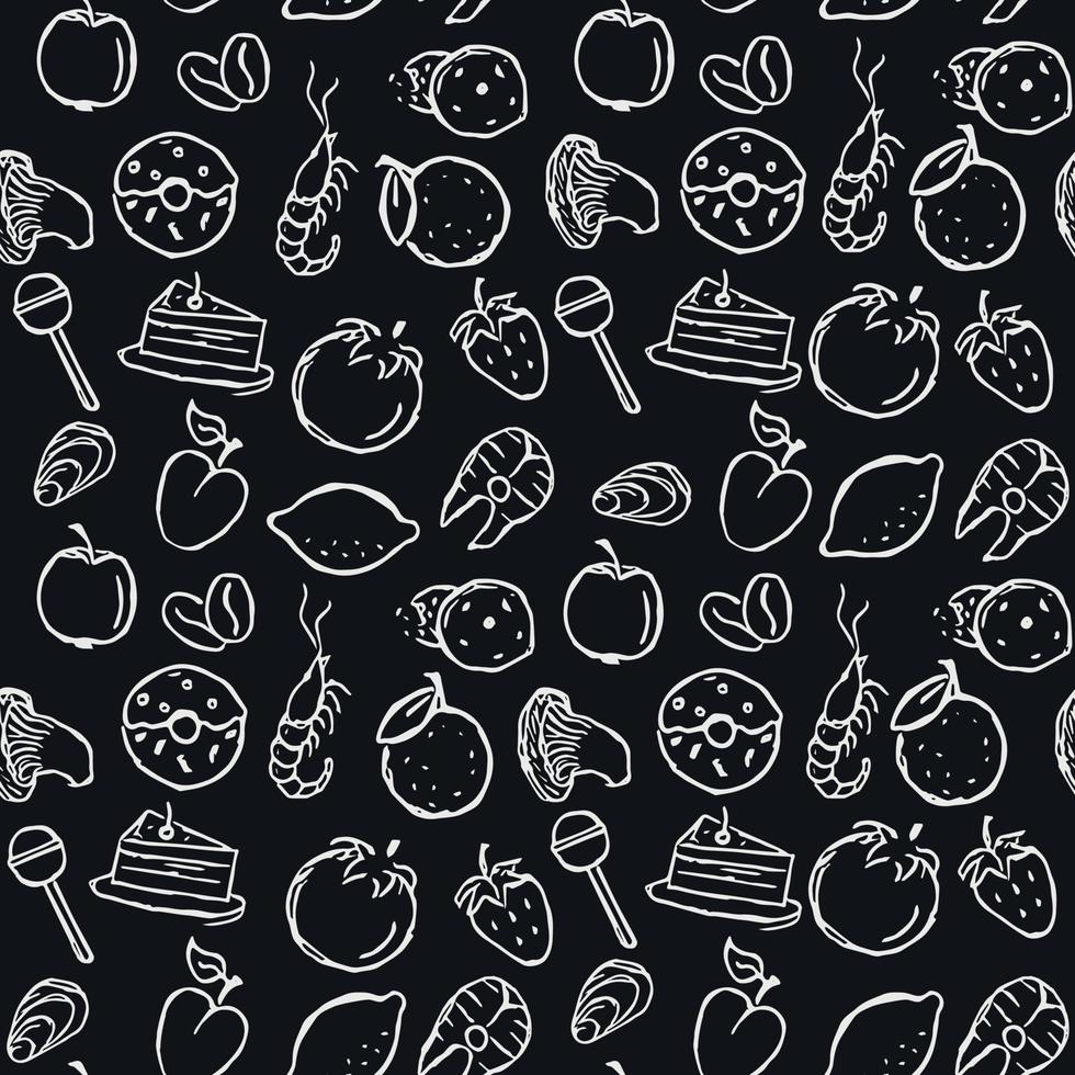 Seamless food pattern. Doodle vector food illustration