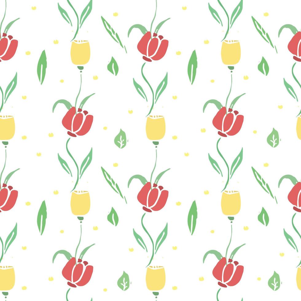Seamless floral pattern. Doodle floral background. Spring pattern vector