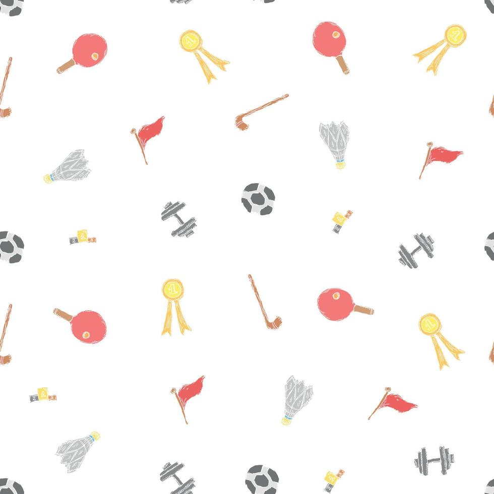 Seamless vector pattern with sports icons. Doodle sport illustration